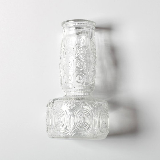 Image 1 of Vintage Mid-century Clear Pressed Glass Vase by Adolf Matura / Rosice / Czech Republic / 1973