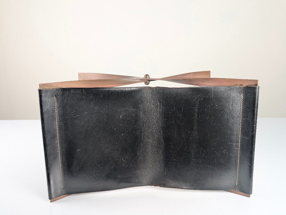 Image 1 of Folding Steel and Leather Stool, Denmark 1960s