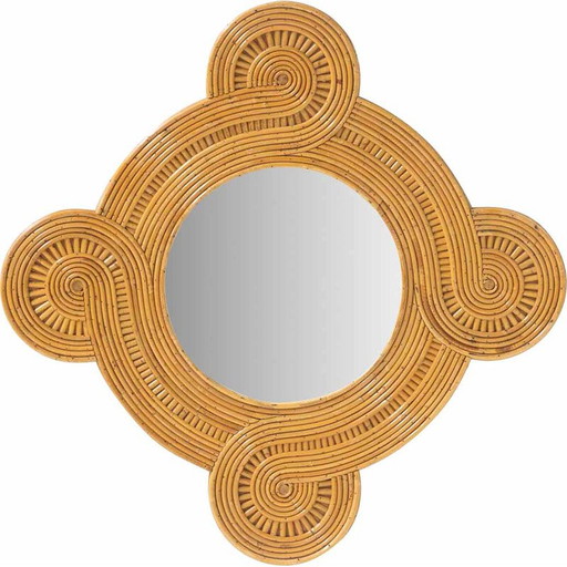 Vintage mirror in bamboo by Vivai Del Sud, Italy 1960