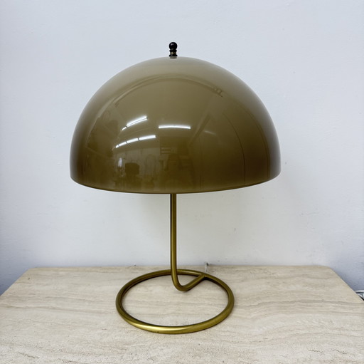 Vintage Mushroom Tischlampe mit goldenem Metallsockel, 1970er Jahre