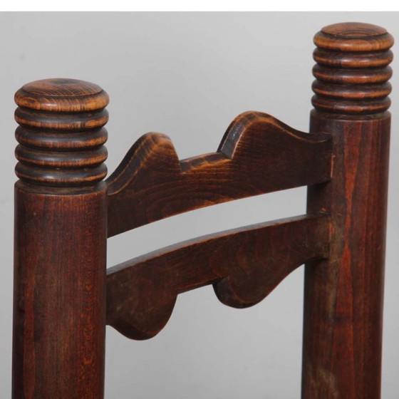 Image 1 of Set of 4 solid wood straw-seated chairs, French craftsmanship, 1950