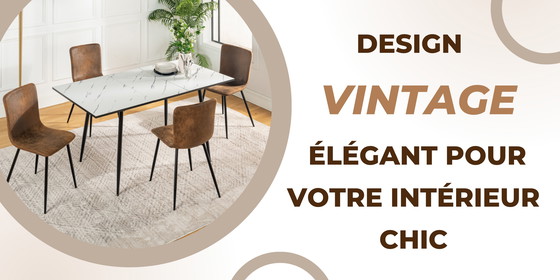 Image 1 of 4x Urban Meuble Manger Chaises Vintage Marron Suède Pied Noir