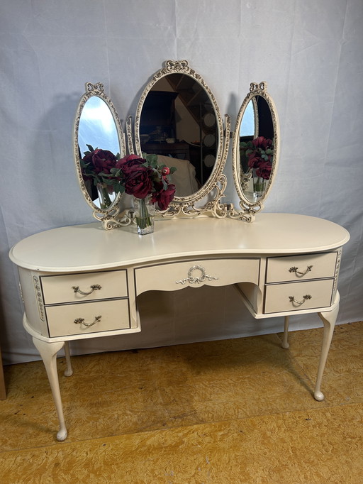 Romantico tavolo da toeletta vintage Shabby Chic Brocante di manifattura inglese