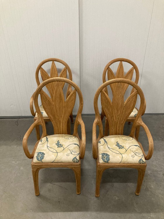 Image 1 of 4 Vivai del Sud eetkamerstoelen van riet, bamboe en palmbladeren