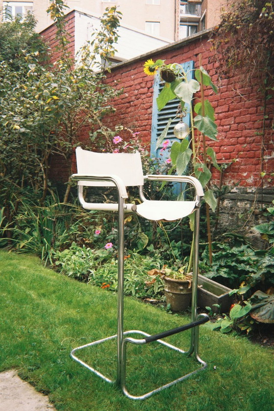 Image 1 of 4 x Tabourets de bar vintage blanc + chrome