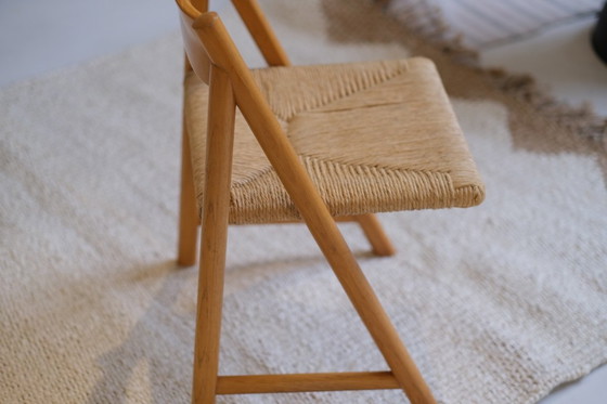 Image 1 of 8x Hout en koord stoelen