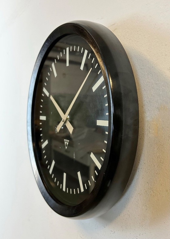 Image 1 of Industrial Bakelite Factory Wall Clock from Pragotron, 1970s
