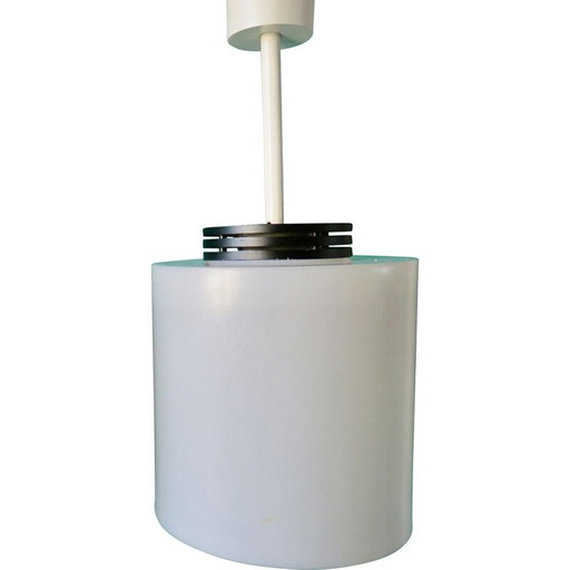 Set van 3 vintage cilindervormige witte hars hanglampen, Frankrijk 1970