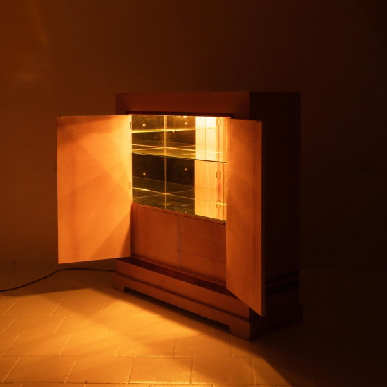 Giorgio Tura & Nucci Valsecchi Mod. 2047 Mueble Bar de Pergamino de Piel de Cabra para Tura – Leather, Glass (photo 18 of 21)