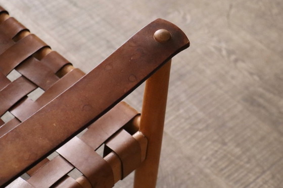Paire de Fauteuils Safari en Cuir Cognac Tressé, Danemark, années 1960 – Leather (photo 5 of 21)