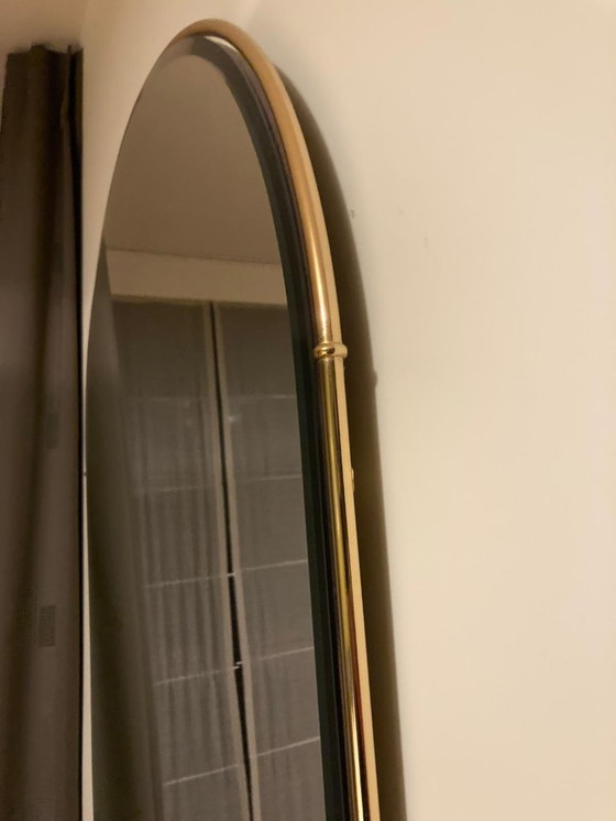 Image 1 of Art Deco arched mirror with brass frame – design wall mirror
