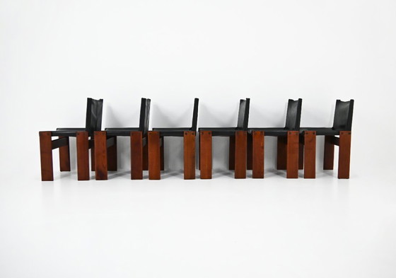 Monnik eetkamerstoelen van Afra & Tobia Scarpa voor Molteni, jaren 70, set van 6 – Leather (photo 6 of 11)