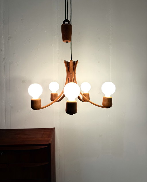 Contrapeso de lámpara de teca vintage, Domus '80