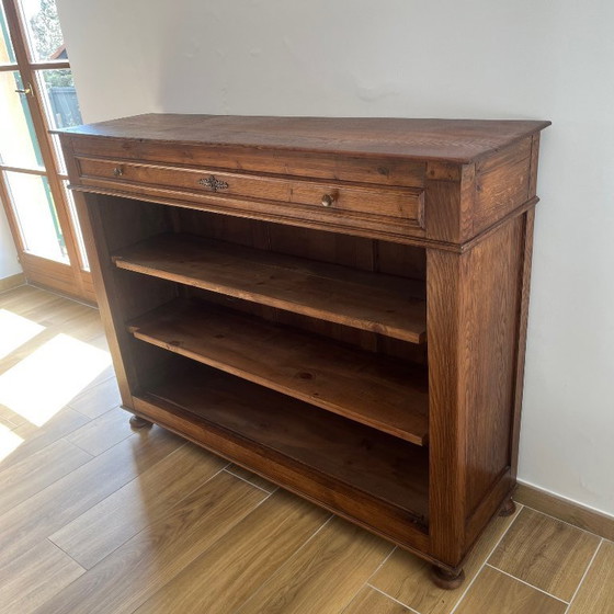 Image 1 of Offenes Sideboard/Vitrinenschrank aus Eiche im Landhausstil, 1930/50