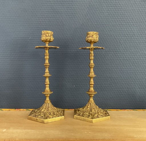 Paire de chandeliers en bronze 