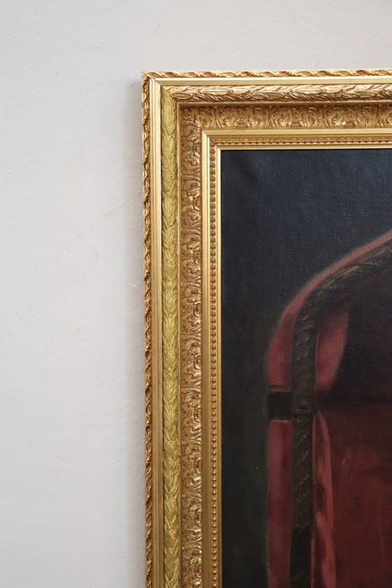 Image 1 of Groot olieverfschilderij op canvas, Portret van een dame, gesigneerd en gedateerd 1913