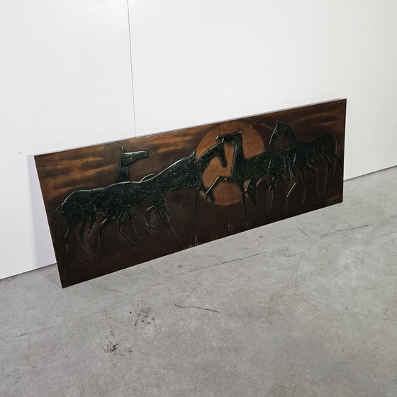 Image 1 of Vintage wall panel deco, moon horses