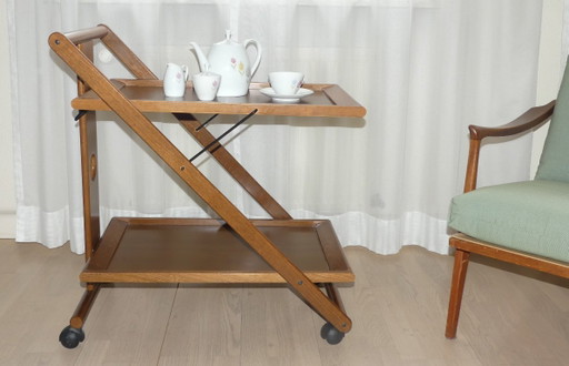 Serveerwagen/theetafel Foppapedretti walnoot opvouwbaar Italië UK2aeb – Wood, Vintage