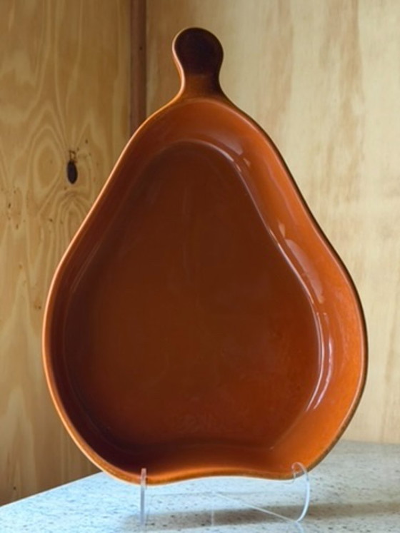 Vintage BCI Bretagne France Pear Shaped Baking Dish - Burnt Orange Glazed Ceramic - French Country Kitchen (photo 2 of 19)