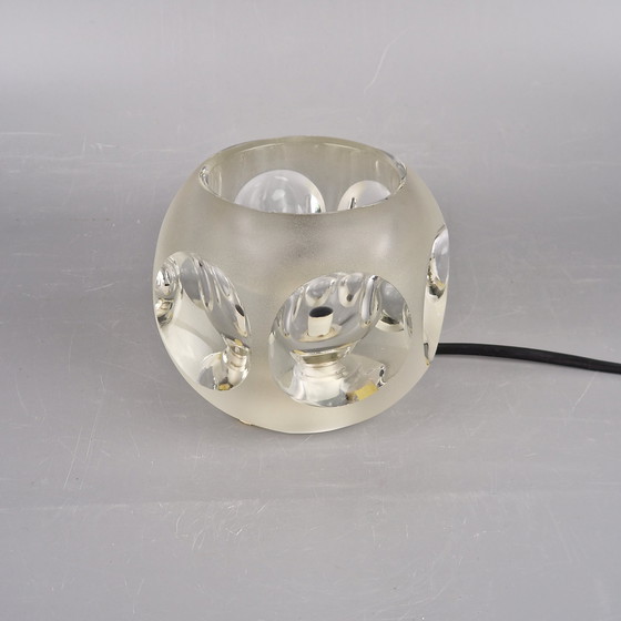 Image 1 of A Vintage Peill & Putzler Table Lamp: Hexagon/Square Lamp Of Clear Glass, Germany 1970s