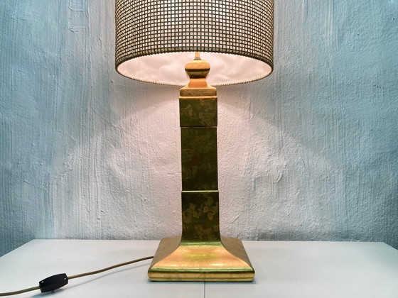 Image 1 of Floor lamp or table lamp with gilded ceramic base Hollywood Regency 60s 70s