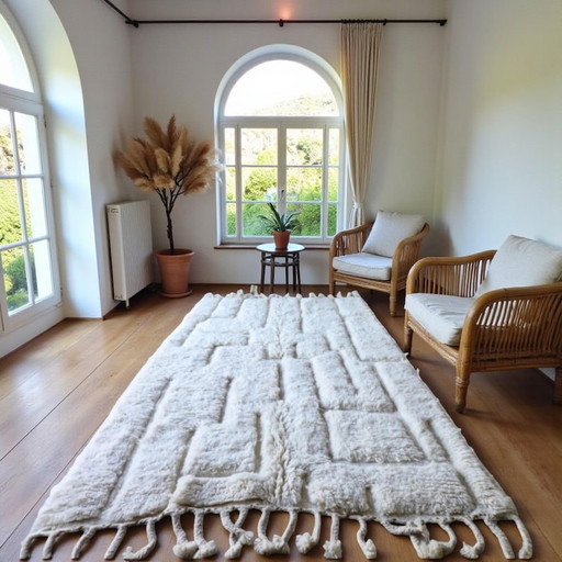 Magnifique tapis blanche en laine naturel 220/300 – vloerkleden en tapijten, Wool (photo 2 of 6)