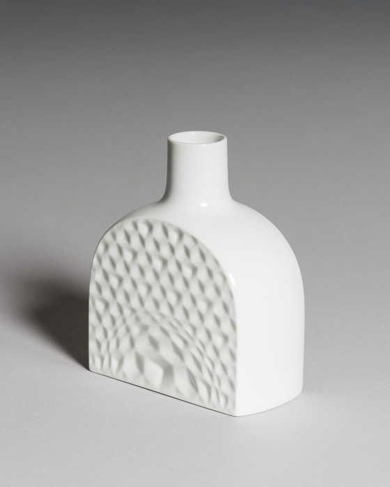 Image 1 of Architectural Pairing: Two White Porcelain Vases by Fürstenberg, West Germany, 1970s