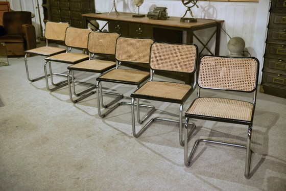 Set di 6 sedie Cesca B32 di Marcel Breuer anni '70 – Sedie da pranzo, Legno, polished steel, Bauhaus (photo 4 of 14)