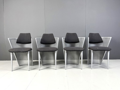 Postmoderne metalen eetkamerstoelen, jaren 1980