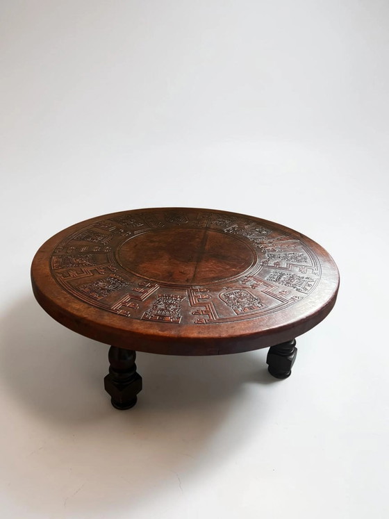Monumentaler Angel Pazmiño Leder- & Holz-Couchtisch – Muebles de Estilo, Ecuador, 1960er/70er – Pazmino (photo 2 of 19)