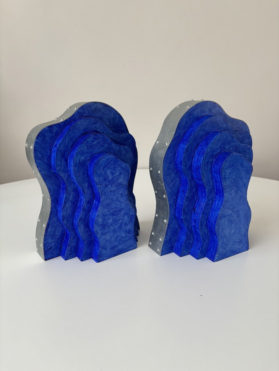 Image 1 of Boekensteunen “blue clouds” Ineke Otten Dutch design 