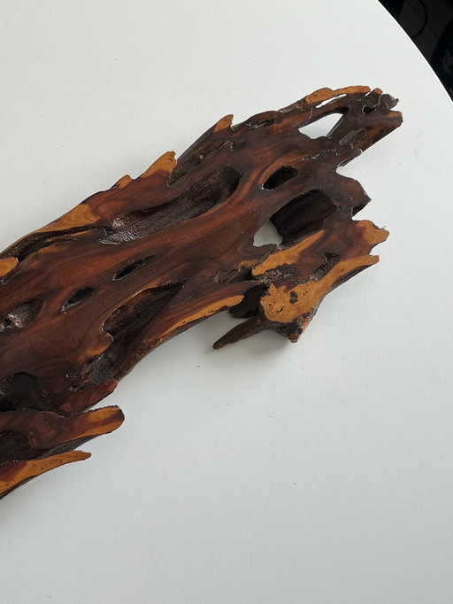 Houten sculptuur wanddecoratie 