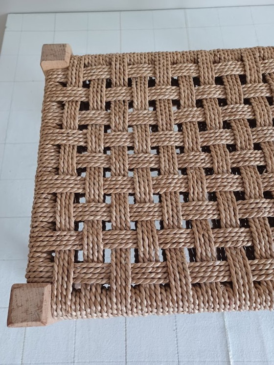 Image 1 of Vintage Scandinavian footstool. Artisanally woven.