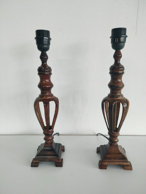 Set of 2 Luxury (Neo) Classic Victorian Revival Column Lamps with Openwork Cage Effect – Warm Bronze/Metal (photo 6 of 16)