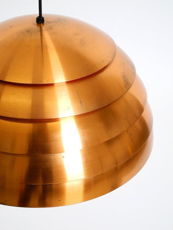Image 1 of Lampe à suspension originale à lattes de cuivre des années 1960 par Hans-Agne Jakobsson pour Markaryd. Fabriqué en Suède