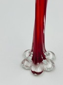 Tweekleurige rode glazen soliflore, vintage design