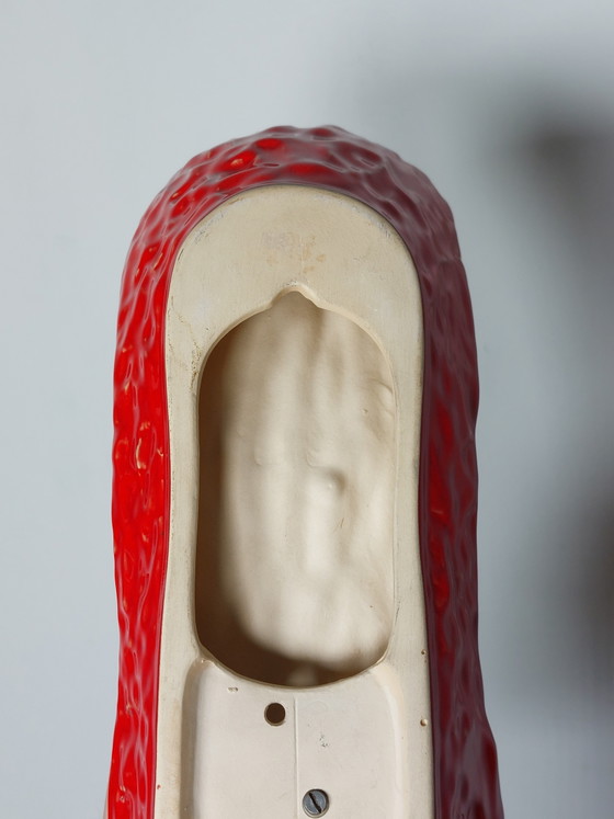 Image 1 of Felrode, zeldzame vintage wandlamp van organisch keramiek