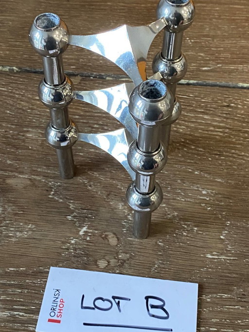 Lot B, set of 3 modular candlesticks, NAGEL 1970