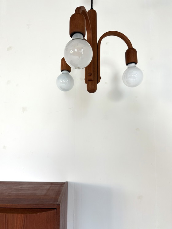 Image 1 of Lampada a sospensione vintage in teak 'Candela', Domus '80