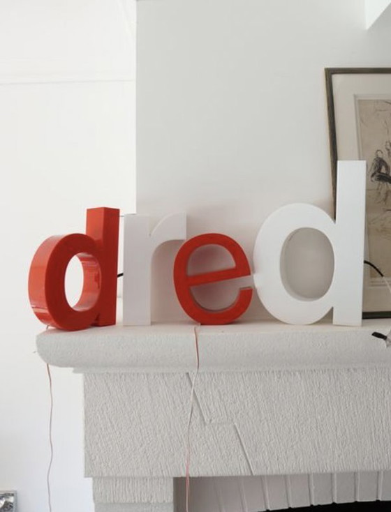 Image 1 of Lot De 4 Lettres Lumineuses D'Enseigne Vintage - Années 70