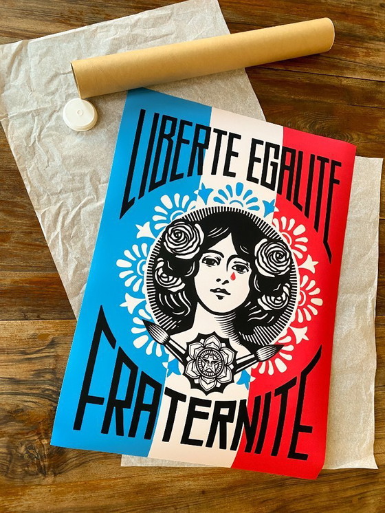 Image 1 of Liberté, Égalité, Fraternité - Emblematic poster by Shepard Fairey 50x70 cm