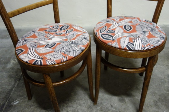 Pair of vintage Baumann bistro chairs, Dining chairs, Wood, Textile, Brown (photo 6 of 10)