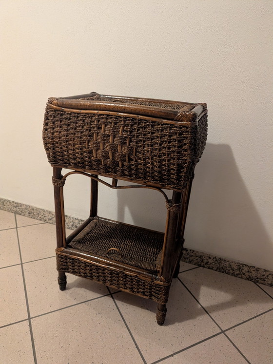 Image 1 of Vintage Bamboo and Woven Wicker Cabinet – 1960s/70s Boho Chic