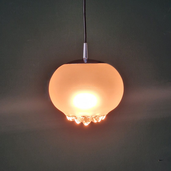 Image 1 of Vintage Peill & Putzler Pendant Lamp - Frosted and Transparent Glass - 1970s - Ø 22 cm.