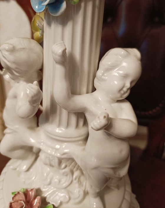 Vintage Porcelain Cherub Table Lamp 62 cm (photo 13 of 15)