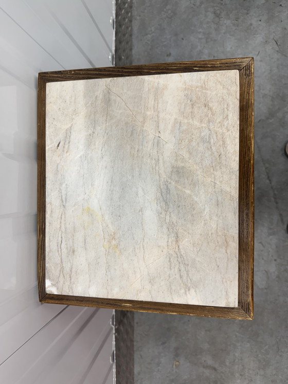 Image 1 of Art Deco Amsterdamse school nachtkast met marmer blad