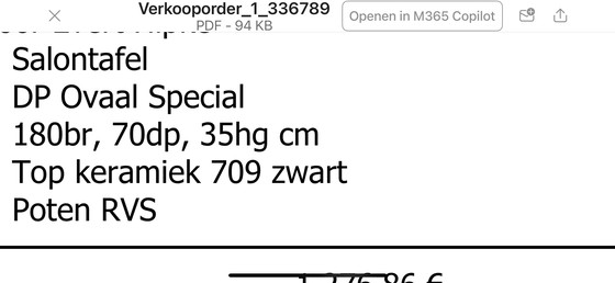 Image 1 of Metaform Ovale Salontafel Keramiek Donkergrijs