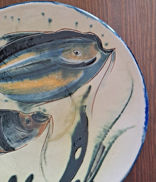 Plato de cerámica mediterránea hecha a mano de los años 70, 27 cms. – wanddecoratie, Ceramic (photo 2 of 8)