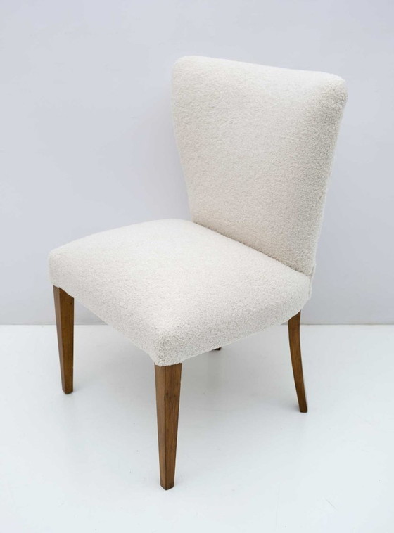 Image 1 of Kleiner italienischer Mid-Century Modern Bouclé-Sessel, 1950er