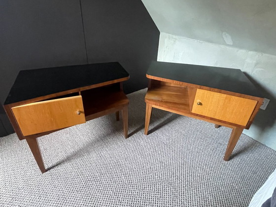 Image 1 of Paar vintage (nacht)kastjes — jaren '50, Belgisch vakmanschap